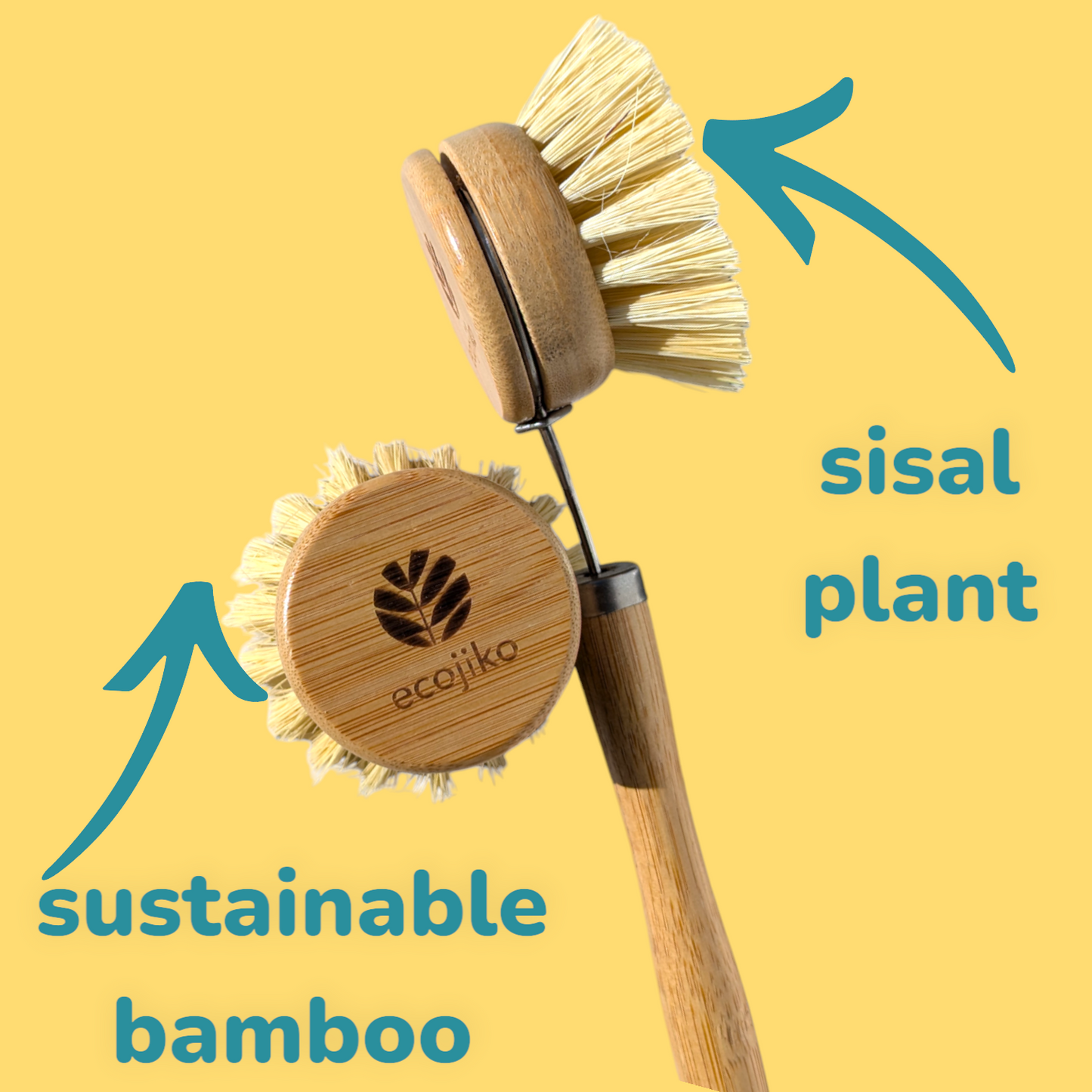 Bamboo Dish Brush with Replaceable Head | Natural Kitchen Washing Up Brush-2
