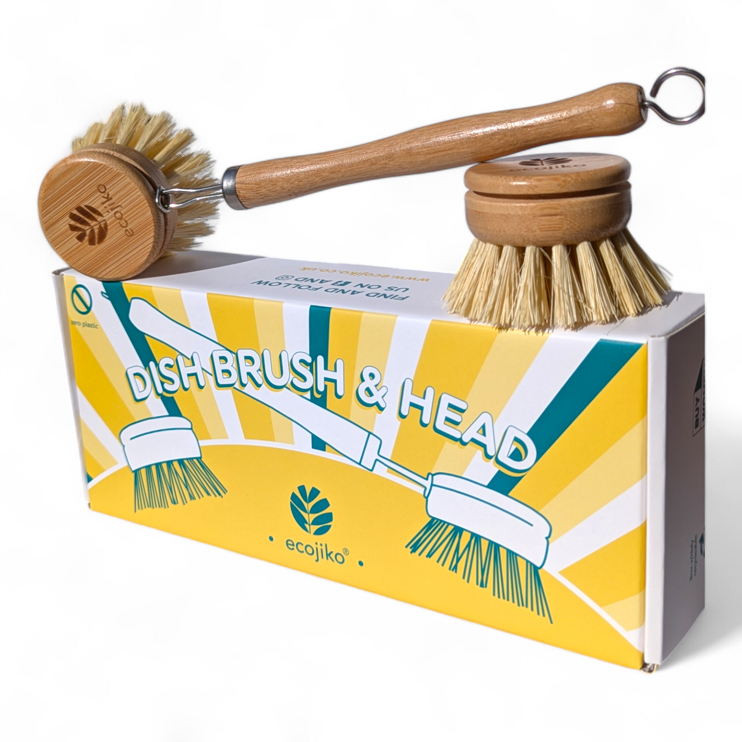 Bamboo Dish Brush with Replaceable Head | Natural Kitchen Washing Up Brush-0