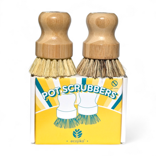 Sustainable Bamboo Pot Scrubbers | Natural Wooden Plant Based Kitchen Washing Up Cleaning Scrubbing Brushes-0